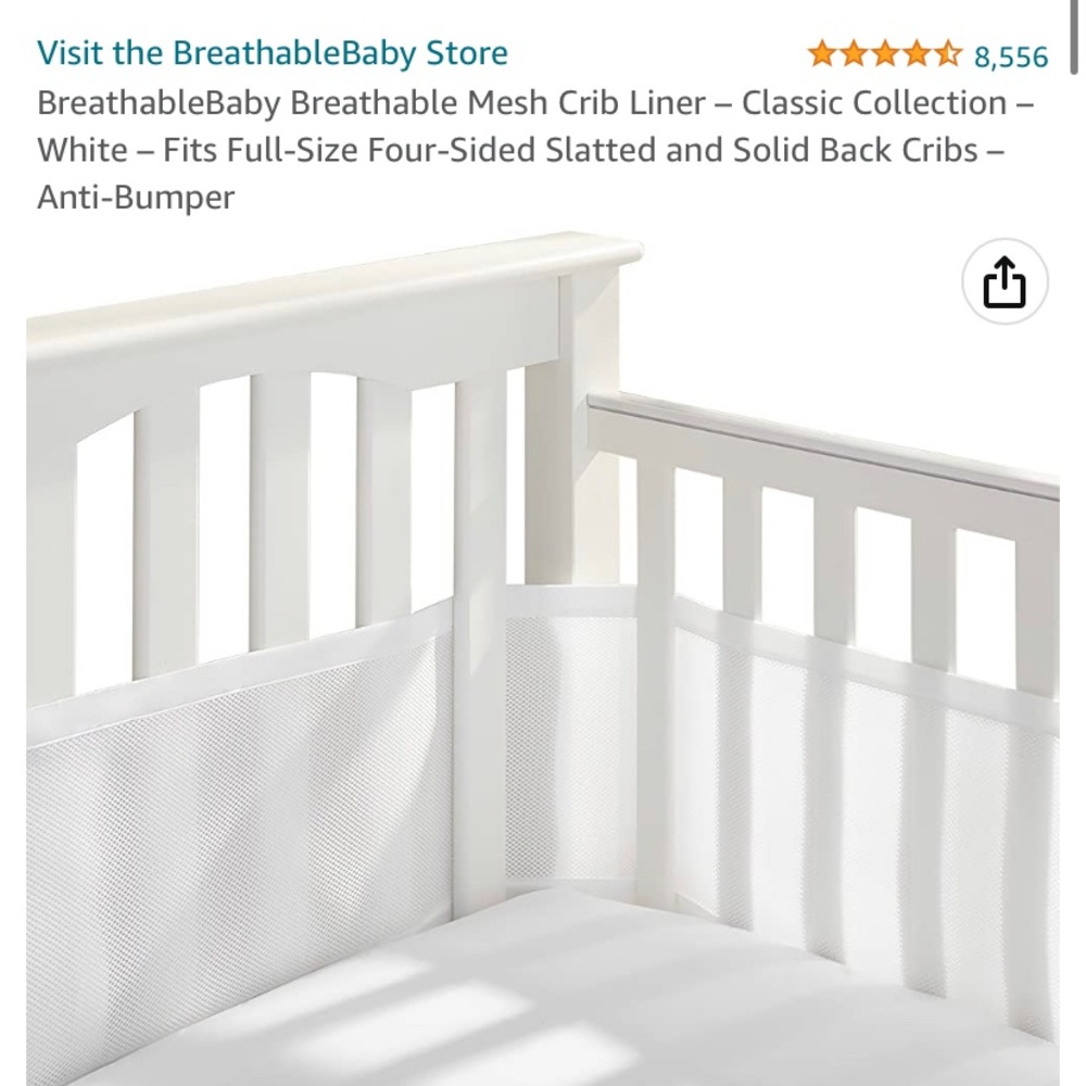 Breathable mesh crib bumper liner